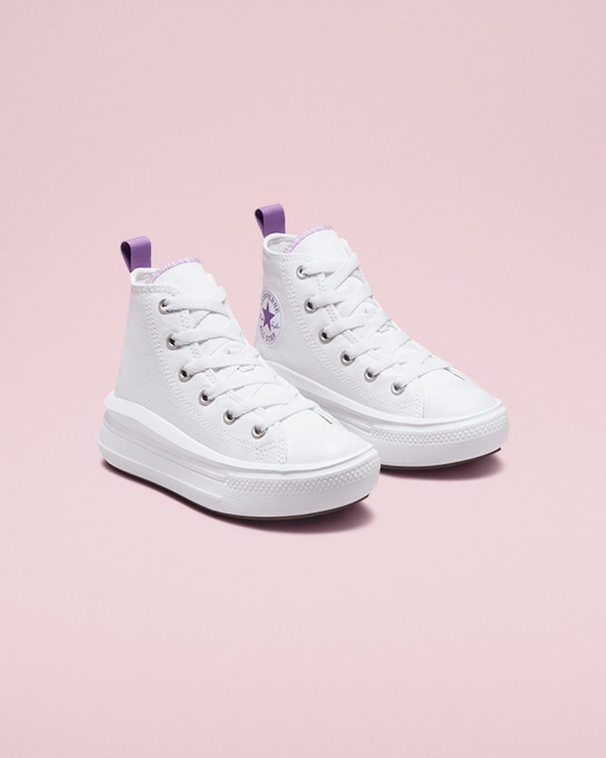 Zapatos Plataforma Converse Chuck Taylor All Star Move Altas Niña Blancas Moradas Blancas | PE 782WL4